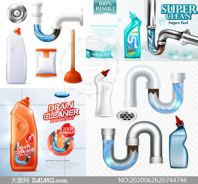 马桶清洁系列产品广告设计矢量素材